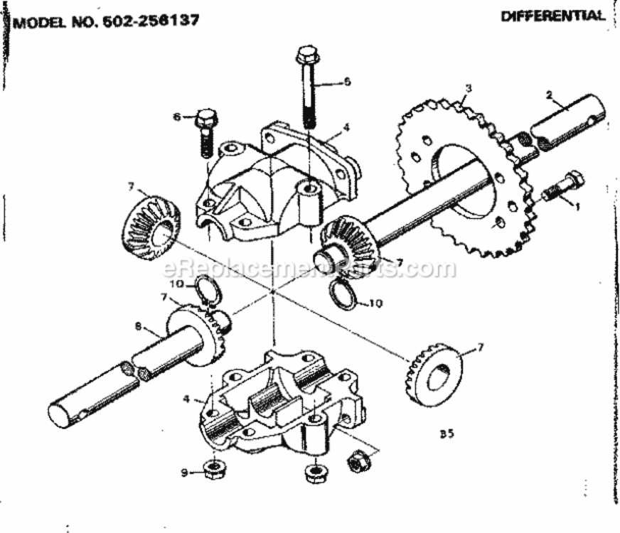 Page B Diagram and Parts List for 502256137  Craftsman Lawn Tractor