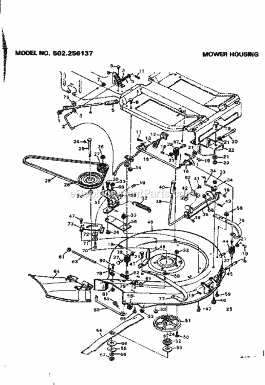 Page E Diagram and Parts List for 502256137  Craftsman Lawn Tractor