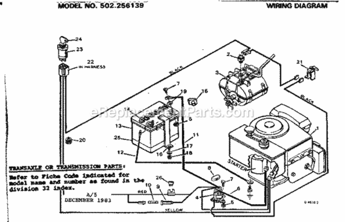 Page A Diagram and Parts List for 502256139  Craftsman Lawn Tractor