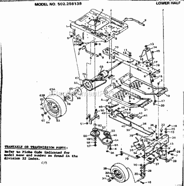 Page C Diagram and Parts List for 502256139  Craftsman Lawn Tractor