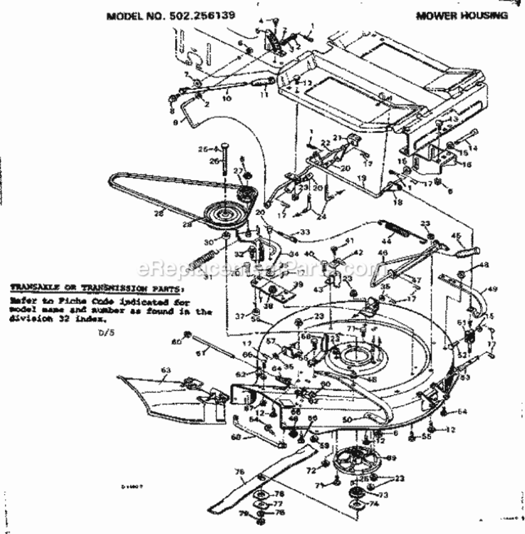Page D Diagram and Parts List for 502256139  Craftsman Lawn Tractor