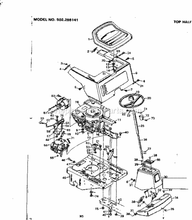 Page B Diagram and Parts List for 502256141  Craftsman Lawn Tractor
