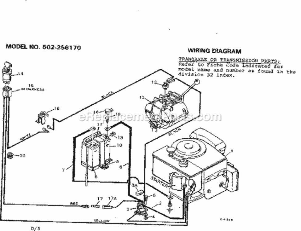 Page D Diagram and Parts List for 502256171  Craftsman Lawn Tractor