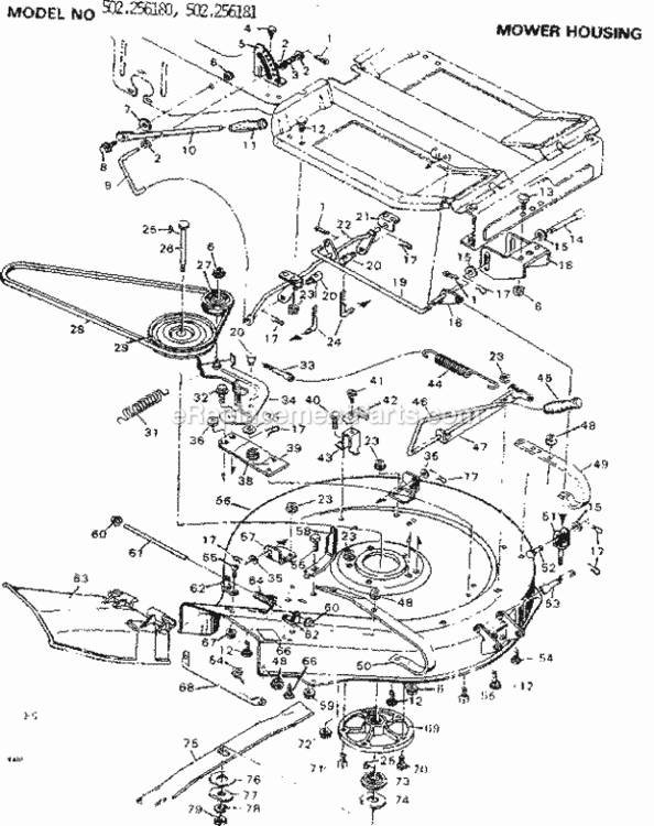 Page E Diagram and Parts List for 502256180  Craftsman Lawn Tractor