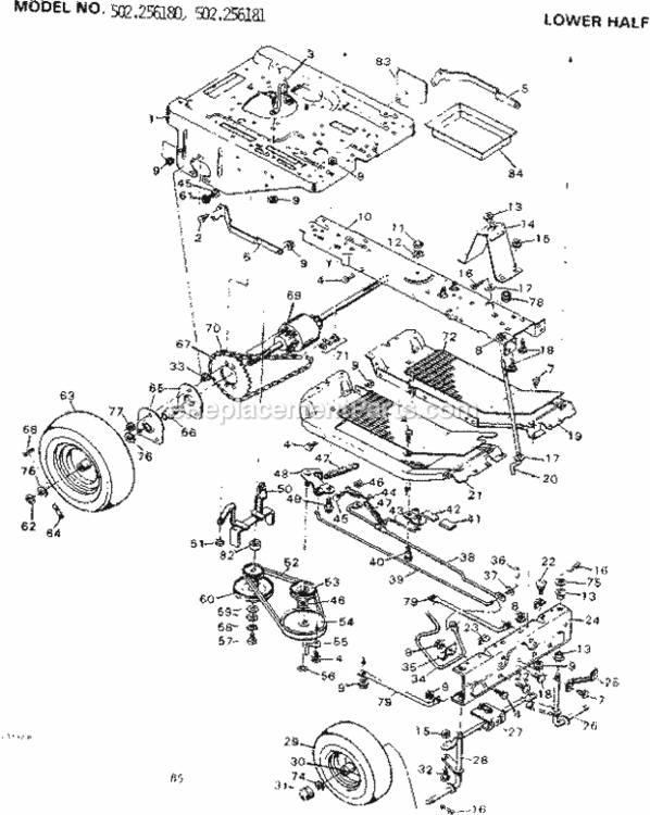 Page B Diagram and Parts List for 502256181  Craftsman Lawn Tractor