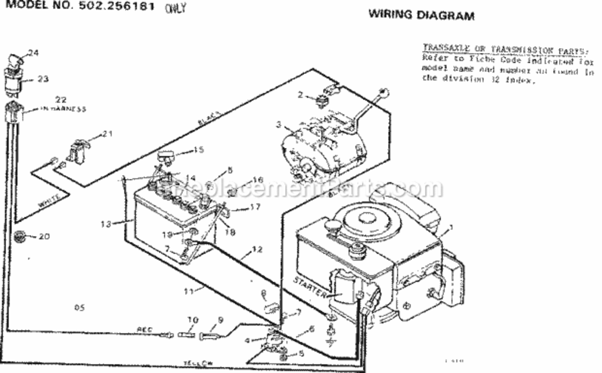 Page D Diagram and Parts List for 502256181  Craftsman Lawn Tractor
