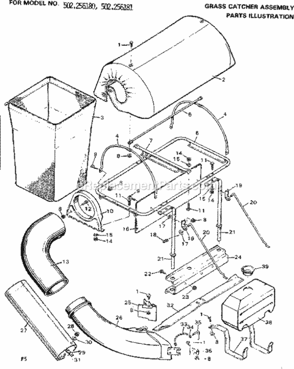 Page F Diagram and Parts List for 502256181  Craftsman Lawn Tractor