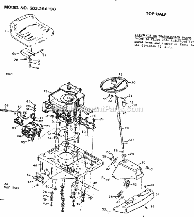 Page A Diagram and Parts List for 502256190  Craftsman Lawn Tractor