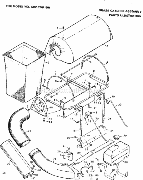 Page D Diagram and Parts List for 502256190  Craftsman Lawn Tractor