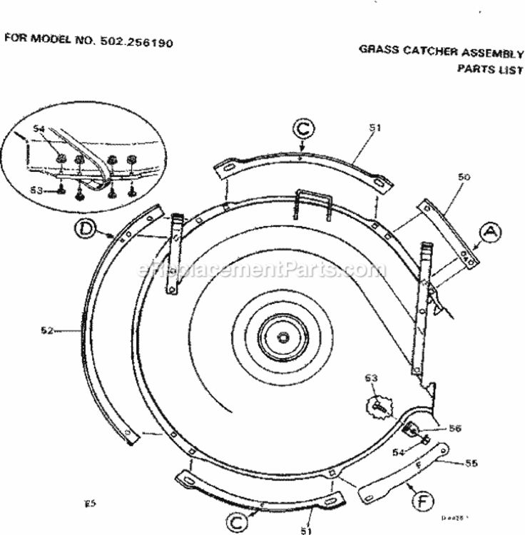 Page E Diagram and Parts List for 502256190  Craftsman Lawn Tractor