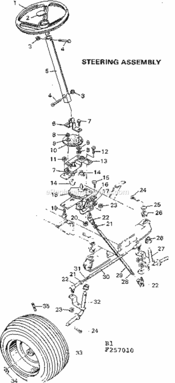 Page B Diagram and Parts List for 502257010  Craftsman Lawn Tractor