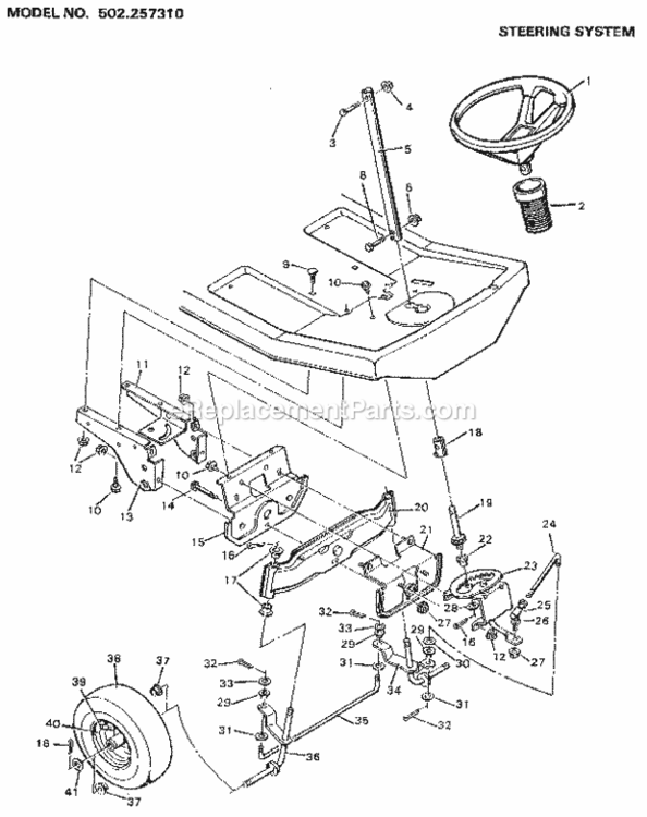 Page C Diagram and Parts List for 502257310  Craftsman Lawn Tractor