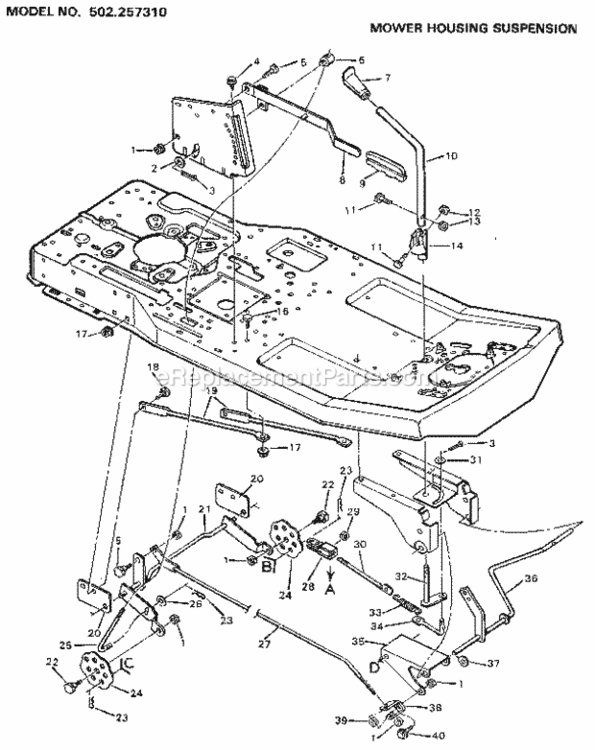 Page D Diagram and Parts List for 502257310  Craftsman Lawn Tractor