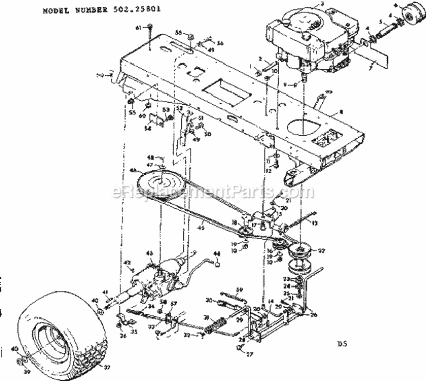Page D Diagram and Parts List for 50225801  Craftsman Lawn Tractor