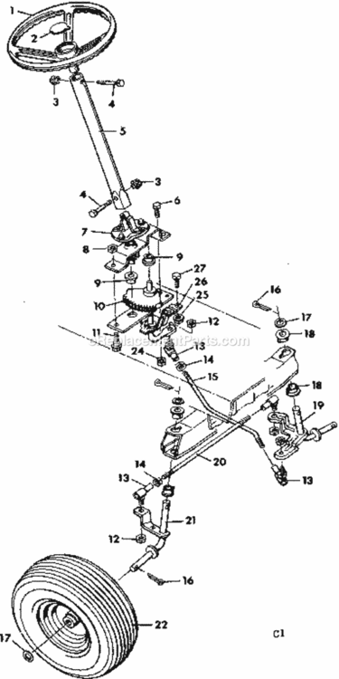 Page C Diagram and Parts List for 50225831  Craftsman Lawn Tractor