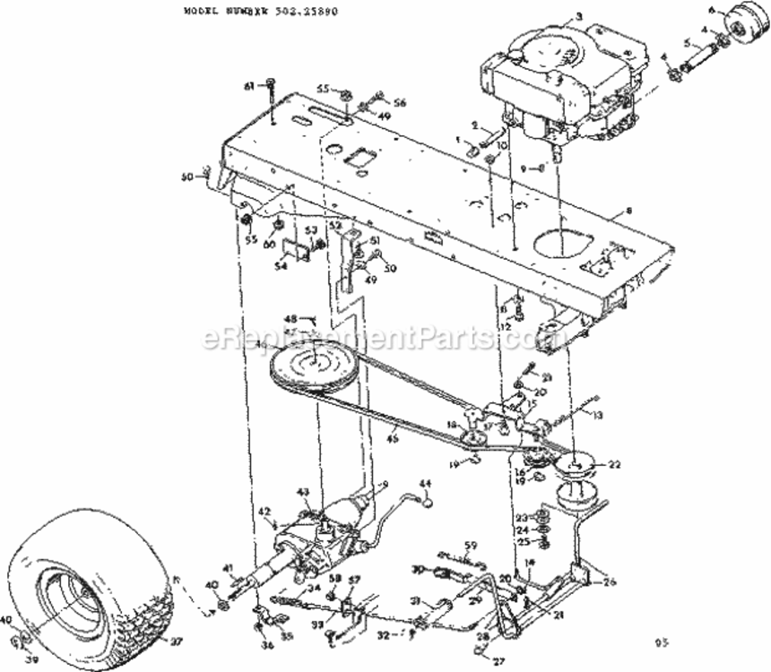 Page D Diagram and Parts List for 50225890  Craftsman Lawn Tractor