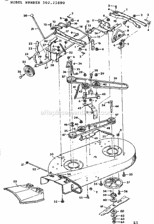 Page E Diagram and Parts List for 50225890  Craftsman Lawn Tractor