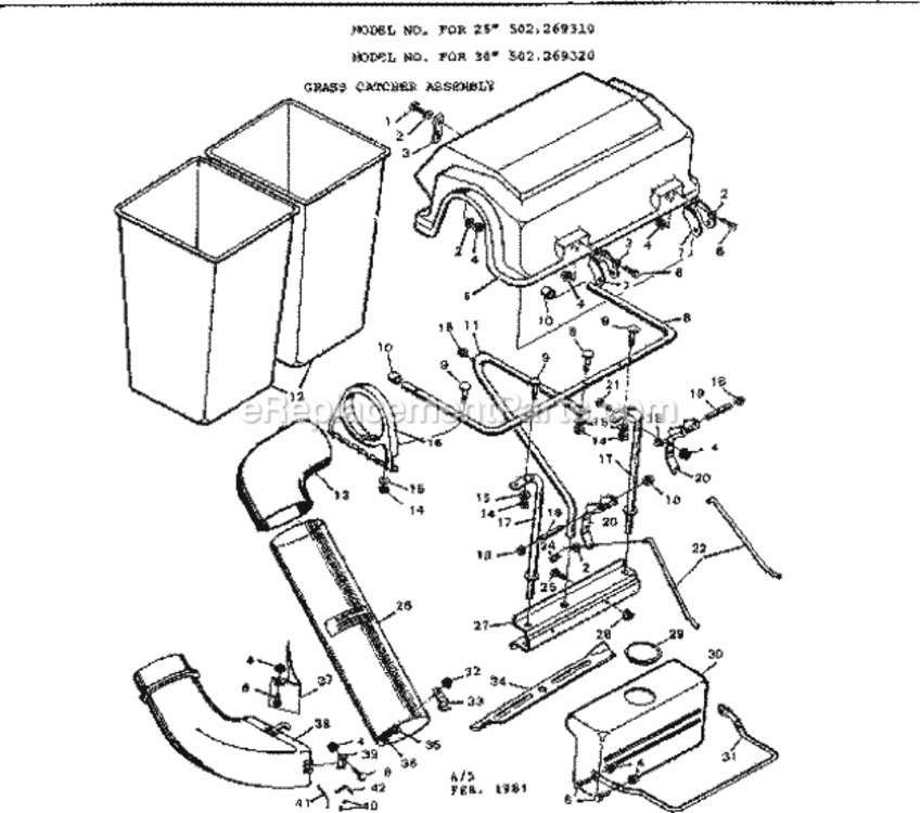 Page A Diagram and Parts List for 502269320  Craftsman Lawn Tractor Accessories