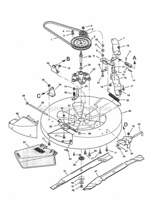 Page E Diagram and Parts List for 502270211  Craftsman Lawn Tractor