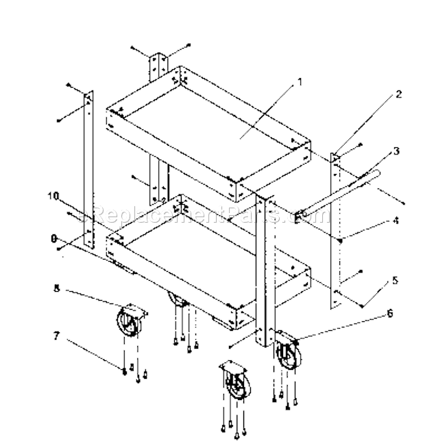 Cabinet Parts Diagram and Parts List for 50259238  Craftsman Tool Stand & Cart