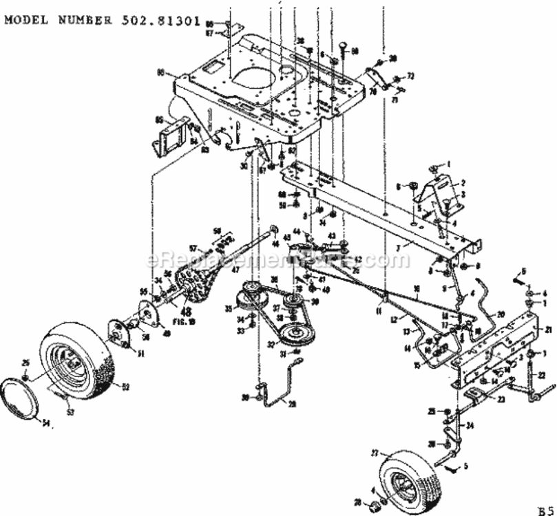 Page B Diagram and Parts List for 50281301  Craftsman Lawn Tractor