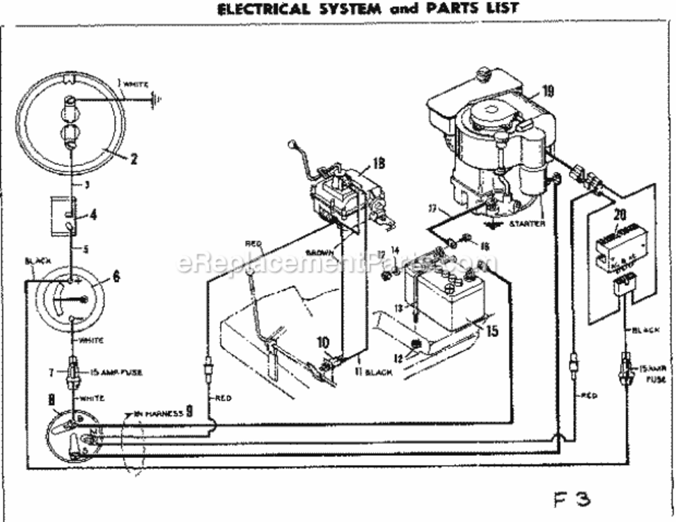 Page F Diagram and Parts List for 50281301  Craftsman Lawn Tractor
