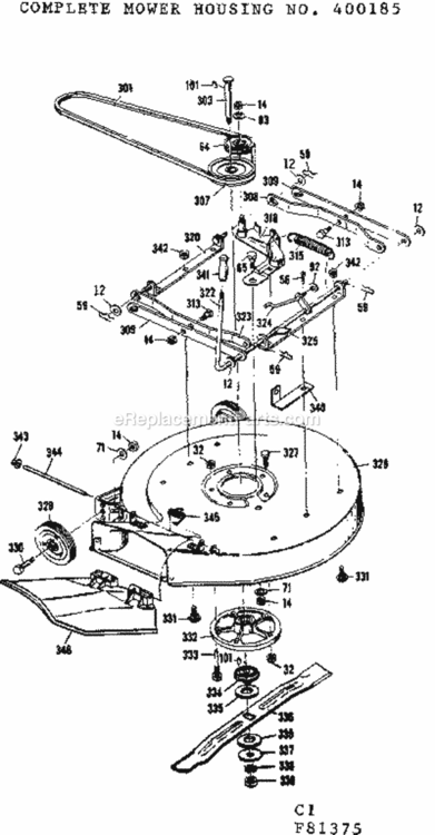 Page C Diagram and Parts List for 50281375  Craftsman Lawn Tractor