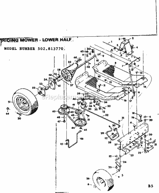 Page B Diagram and Parts List for 502813770  Craftsman Lawn Tractor