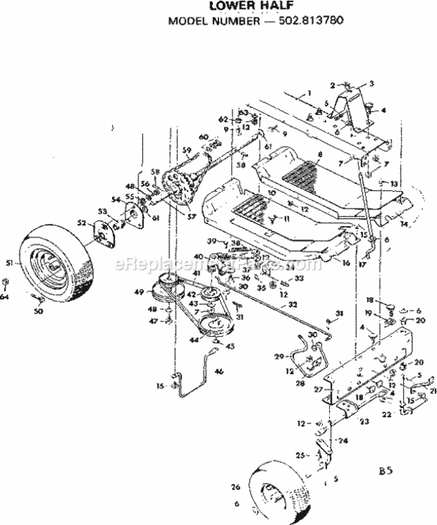 Page B Diagram and Parts List for 502813780  Craftsman Lawn Tractor
