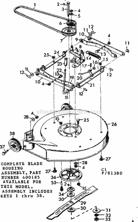 Page C Diagram and Parts List for 50281380  Craftsman Lawn Tractor