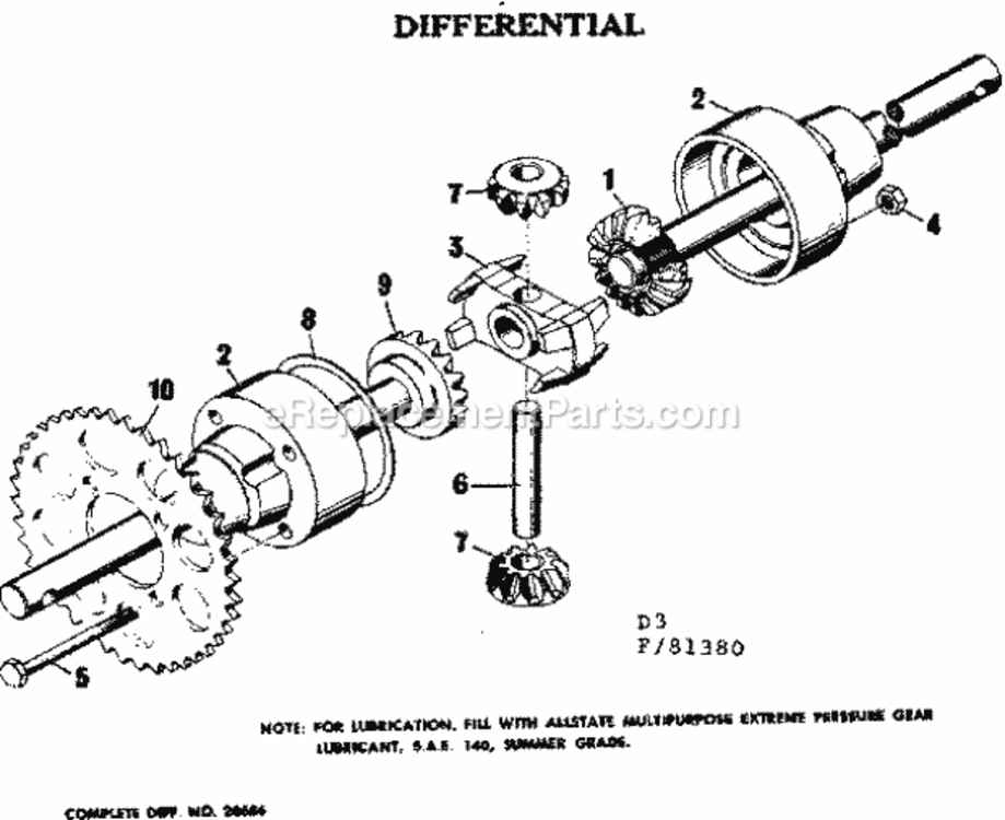 Page D Diagram and Parts List for 50281380  Craftsman Lawn Tractor