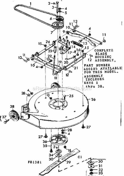 Page C Diagram and Parts List for 50281381  Craftsman Lawn Tractor
