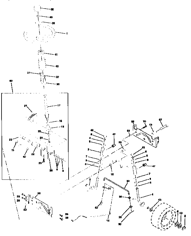 Steering Assembly Diagram and Parts List for 917258082  Craftsman Lawn Tractor