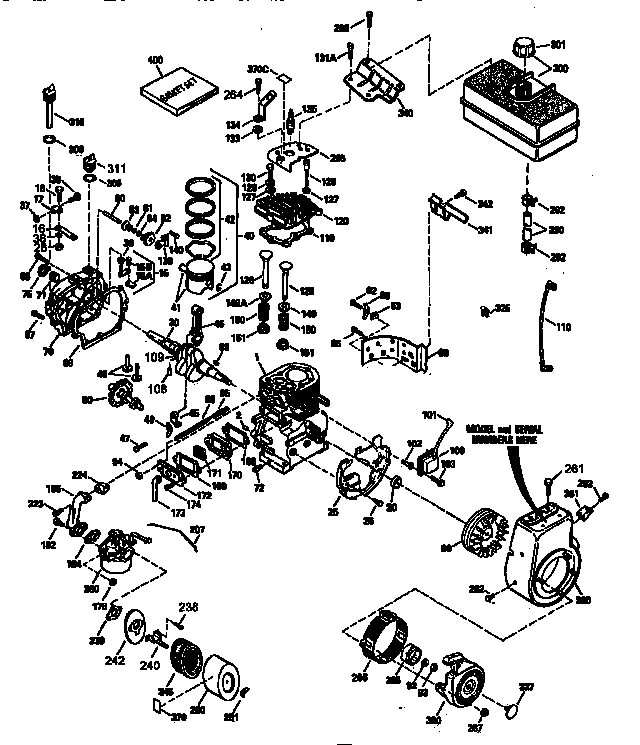 Replacement Parts Diagram and Parts List for 143941007  Craftsman Engine
