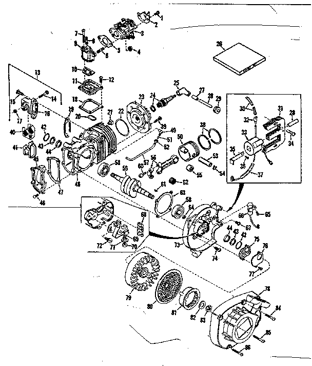 Cylinder Assembly Diagram and Parts List for 91763205  Craftsman Chainsaw