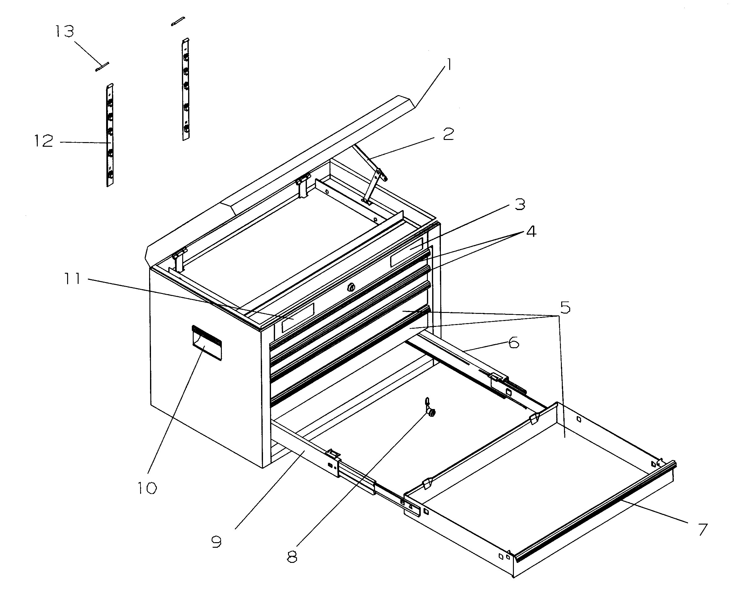 Chest Diagram and Parts List for 706596143  Craftsman Tool Stand & Cart