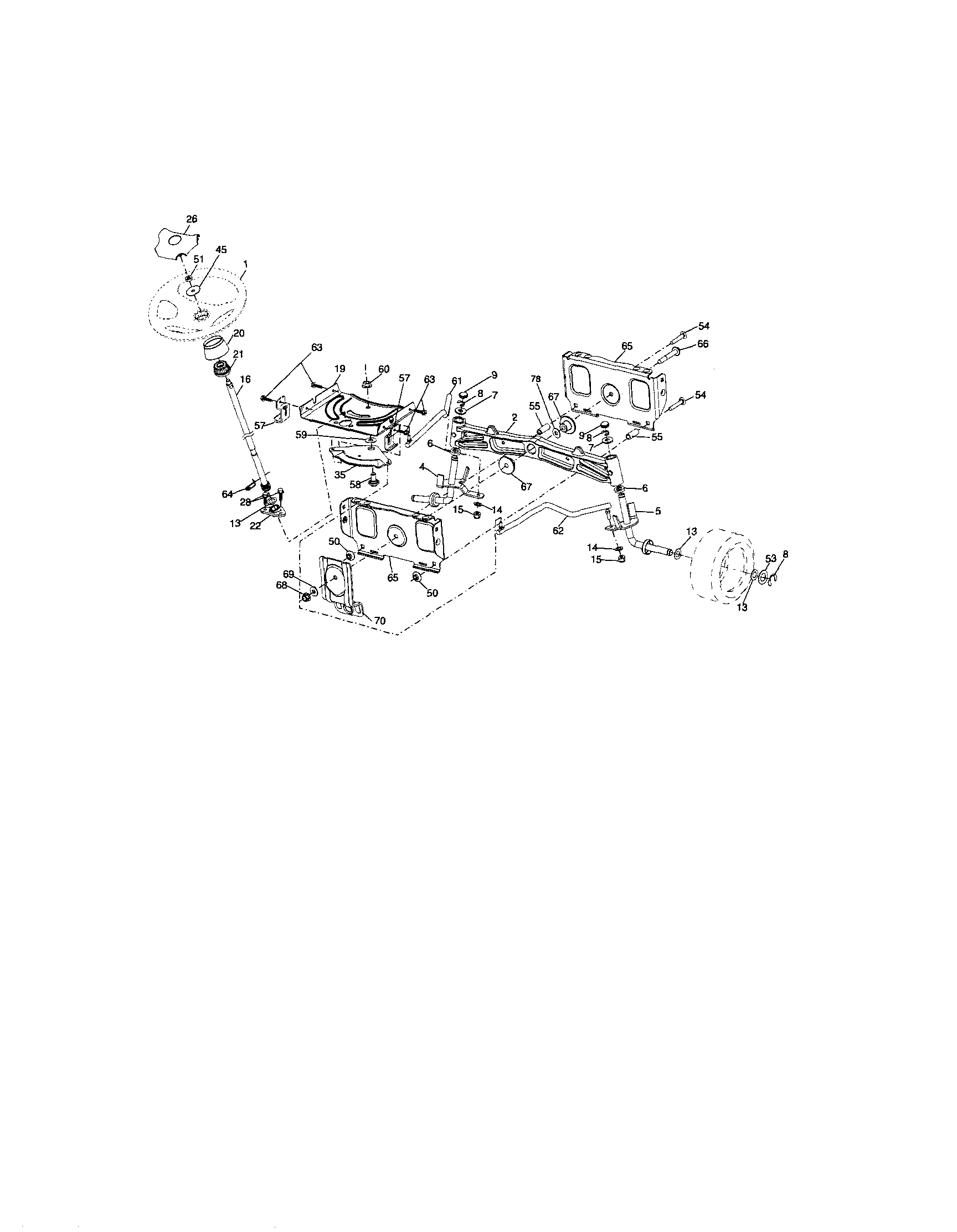 Steering Diagram and Parts List for 917287242  Craftsman Lawn Tractor