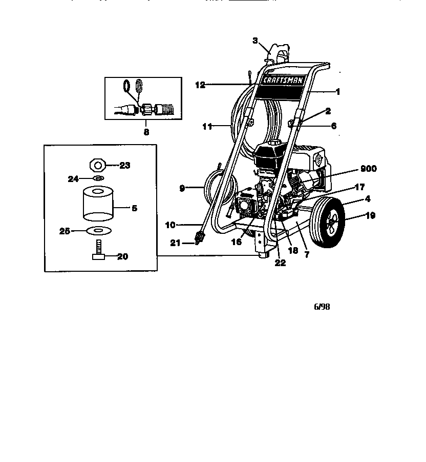 Replacement Parts Diagram and Parts List for 919762700  Craftsman Pressure Washer
