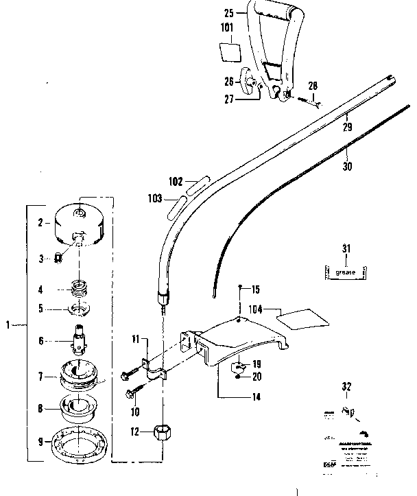 Cutting Head Assembly Diagram and Parts List for 656796131  Craftsman Trimmer
