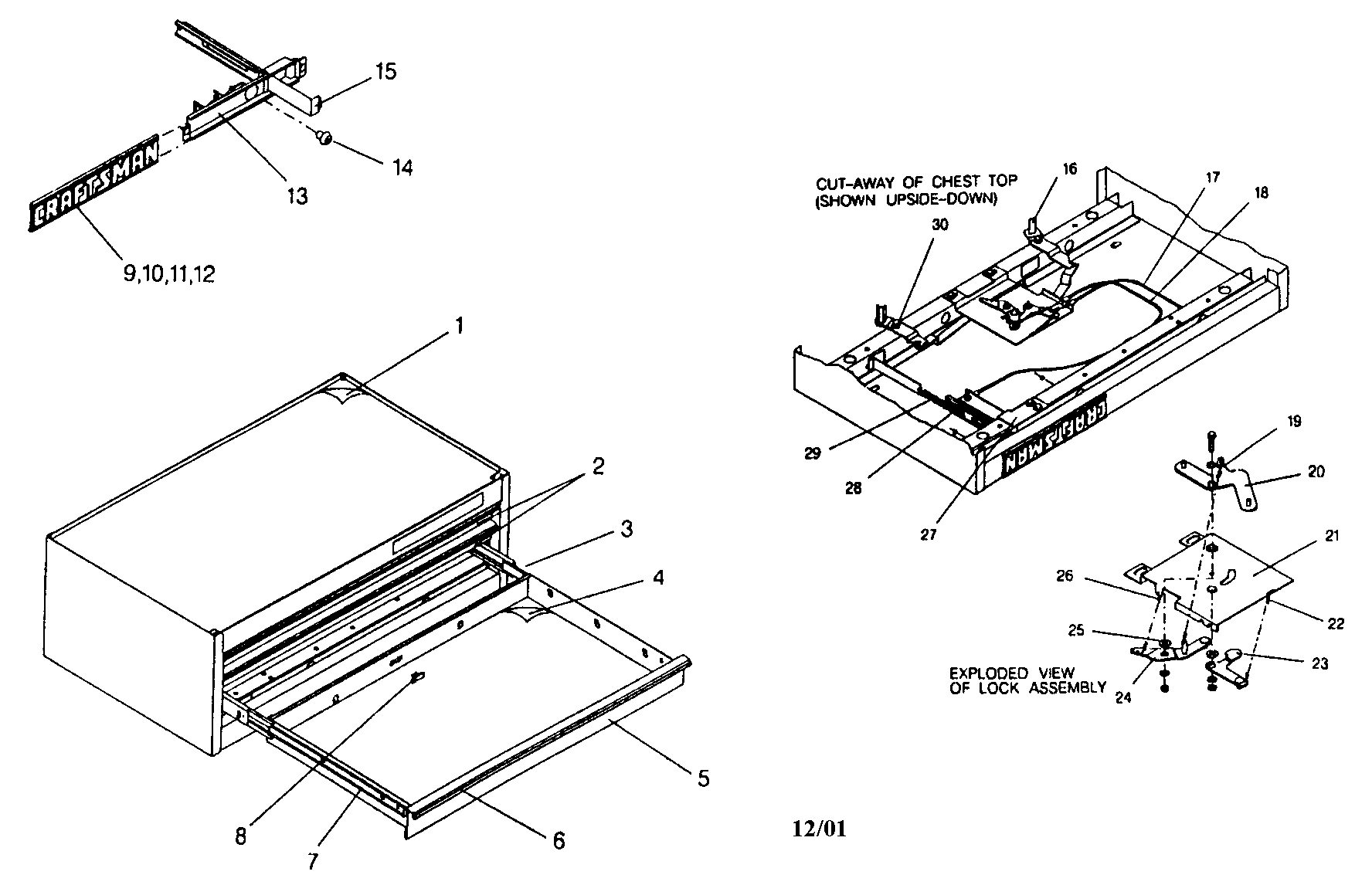 Tool Chest Diagram and Parts List for 706654361  Craftsman Tool Stand & Cart