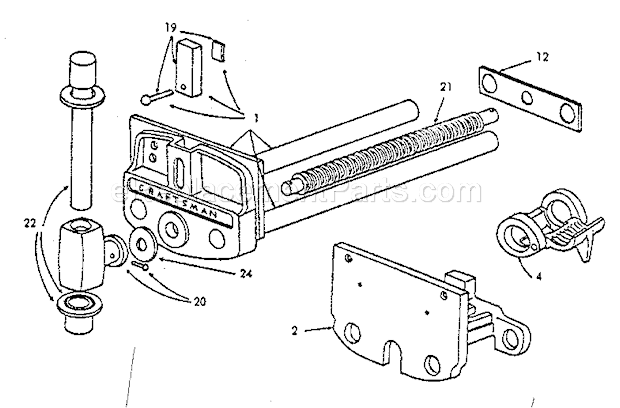 Unit Parts Diagram and Parts List for 50651781  Craftsman Vise