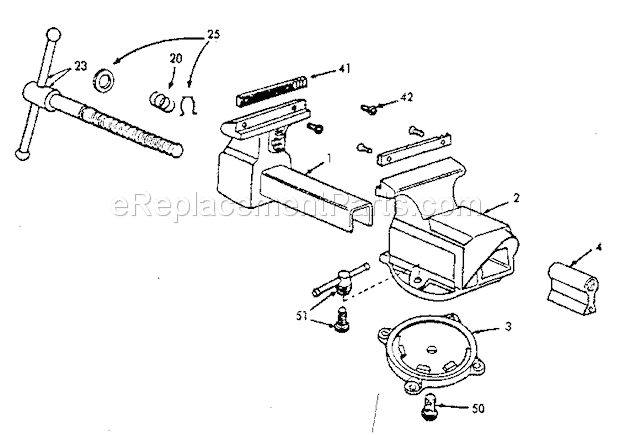 Unit Parts Diagram and Parts List for 50651865  Craftsman Vise