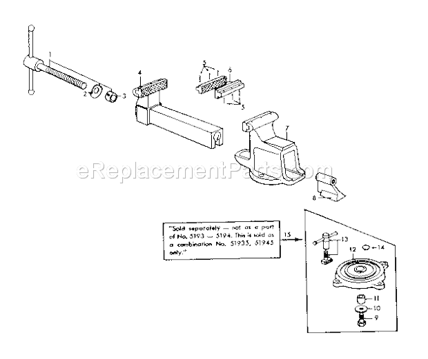 Unit Parts Diagram and Parts List for 50651930  Craftsman Vise