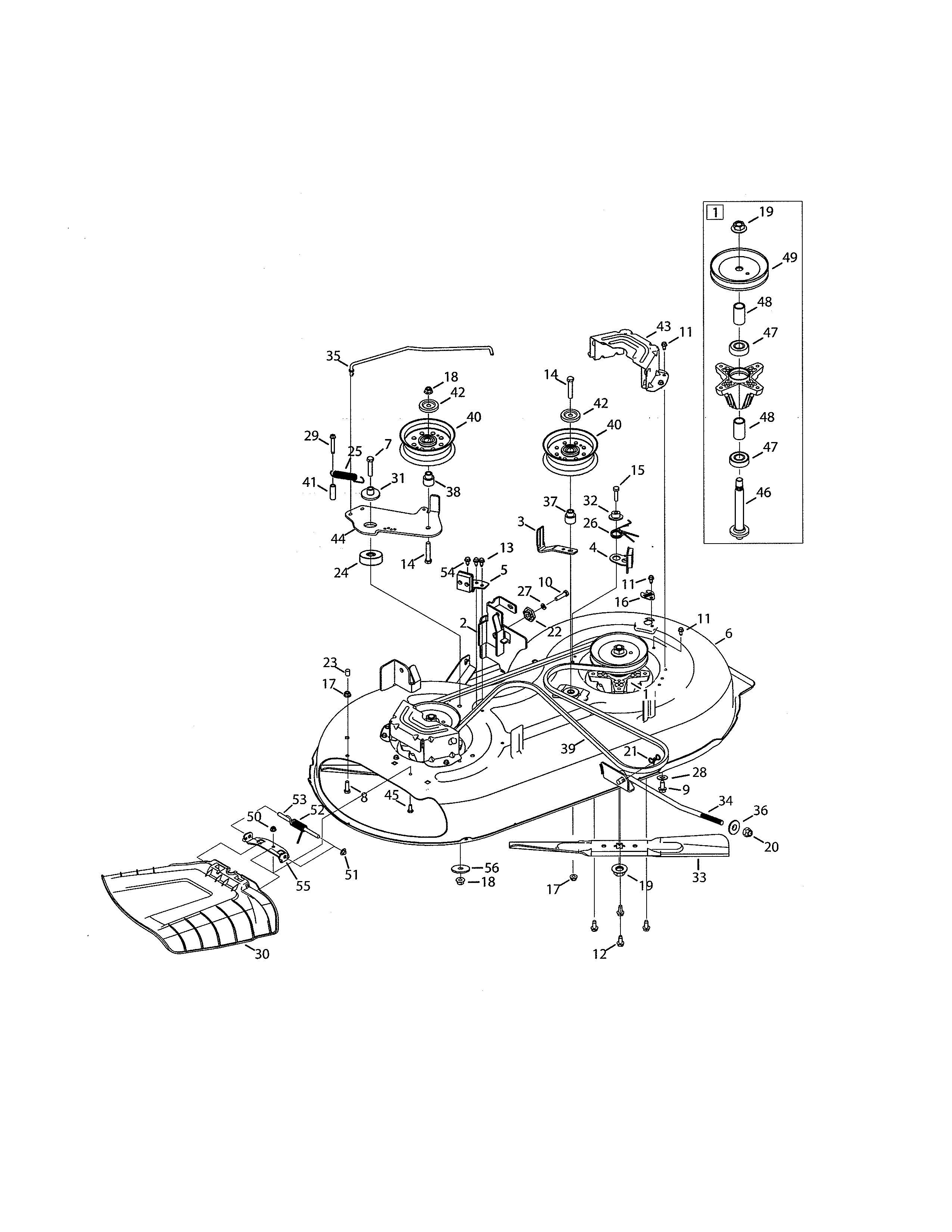 Deck/spindle Diagram and Parts List for 247203705  Craftsman Lawn Tractor