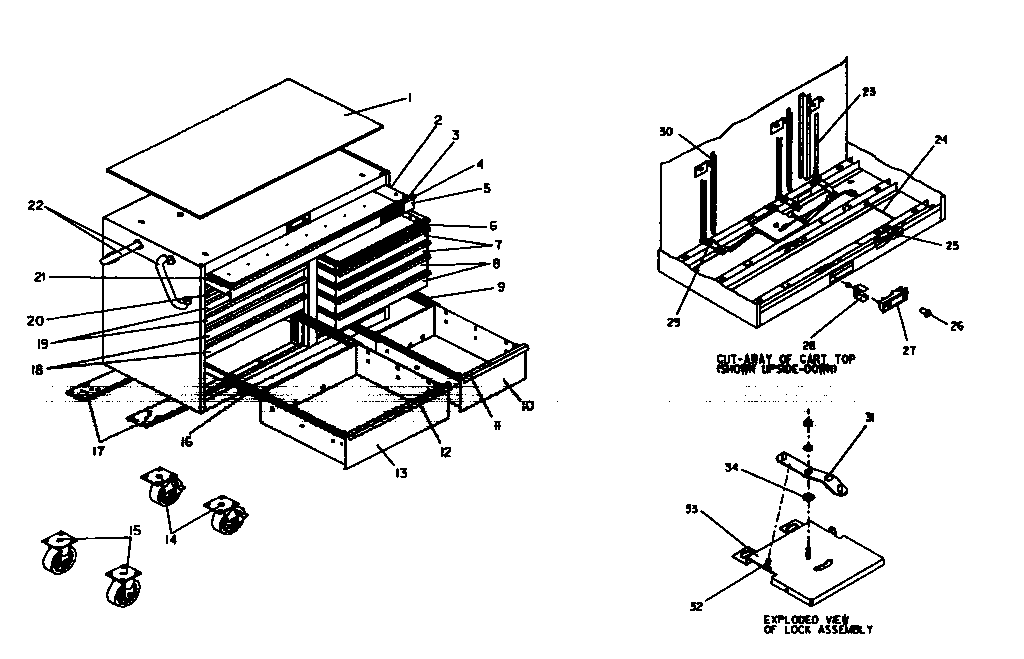 Tool Cart Diagram and Parts List for 706655762  Craftsman Tool Stand & Cart
