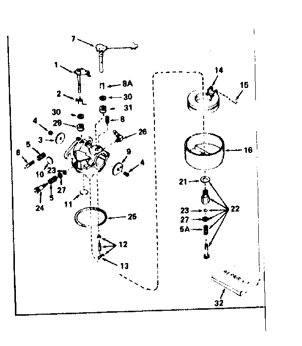 Carburetor No. 631070a Diagram and Parts List for 143H35-45566N  Craftsman Engine