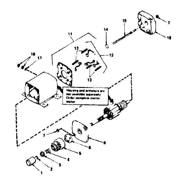 Starter Motor Diagram and Parts List for 143286132  Craftsman Engine