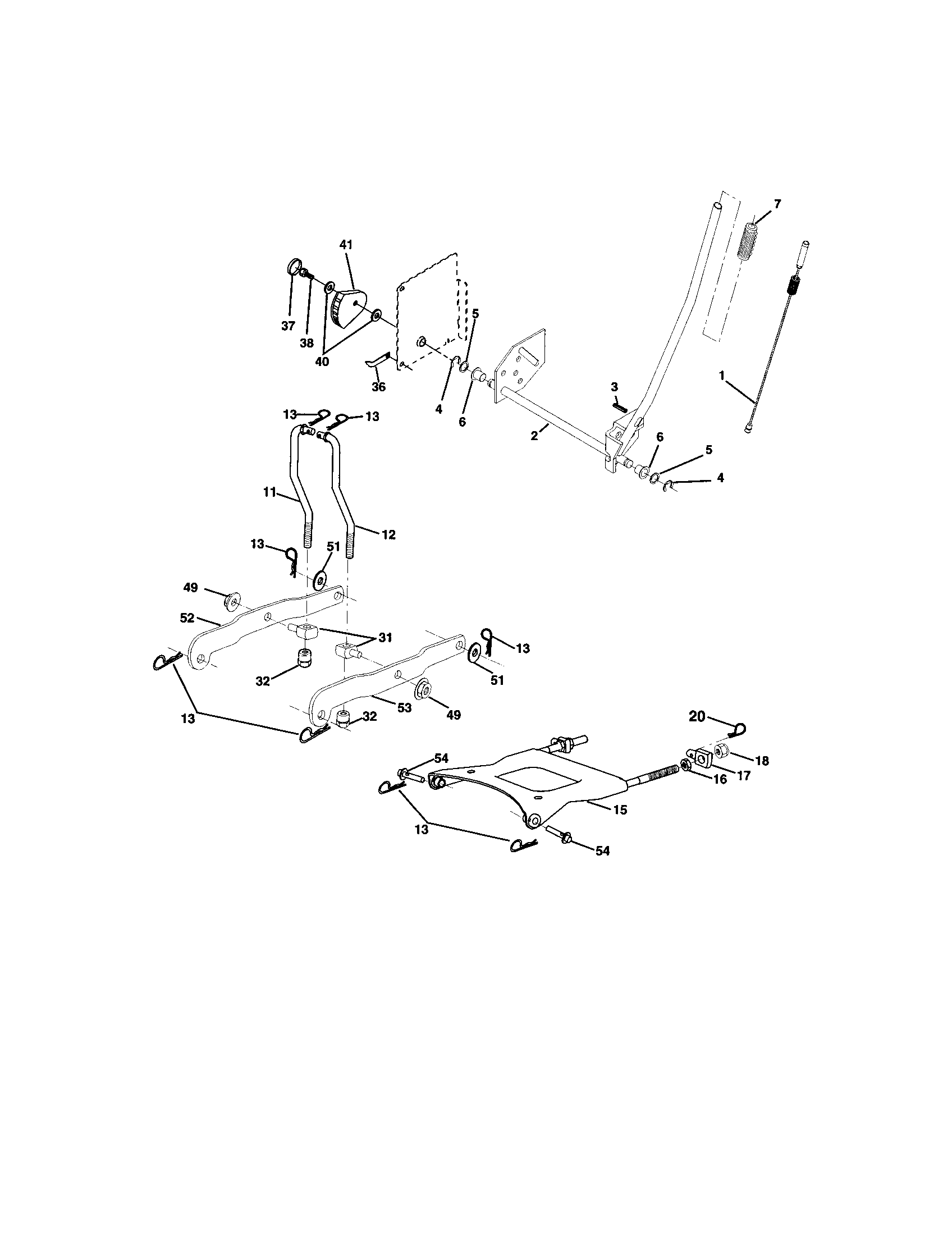 Lift Assembly Diagram and Parts List for 917272264  Craftsman Lawn Tractor