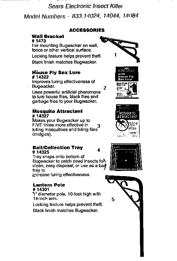 Optional Accessories Diagram and Parts List for 83314084  Craftsman Lighting