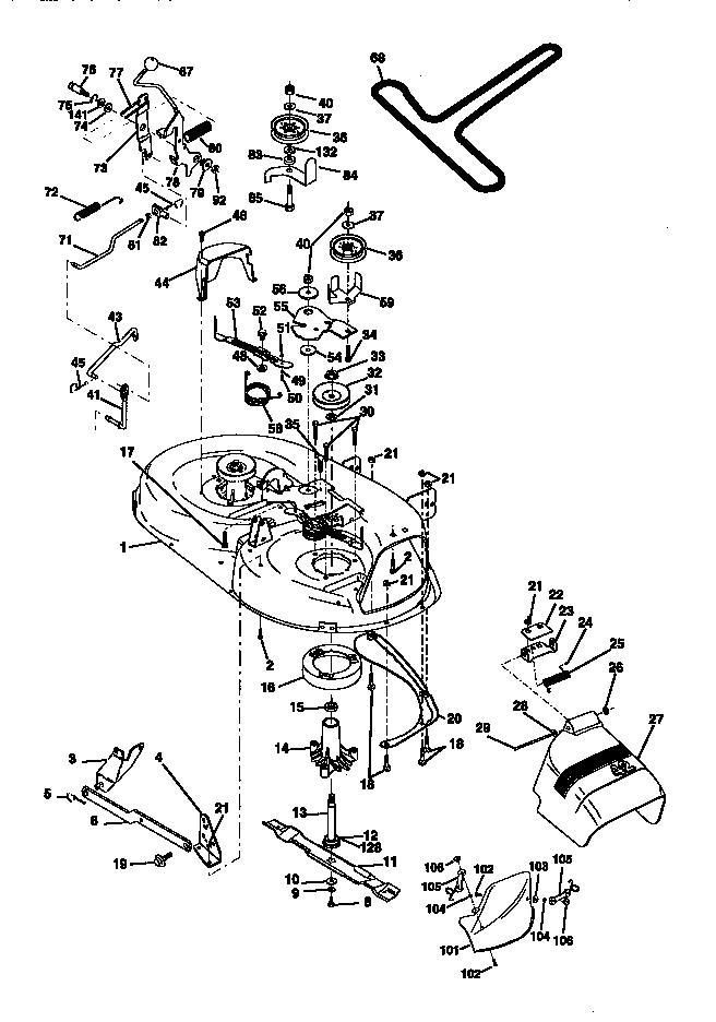 Mower Deck Diagram and Parts List for 917270612  Craftsman Lawn Tractor
